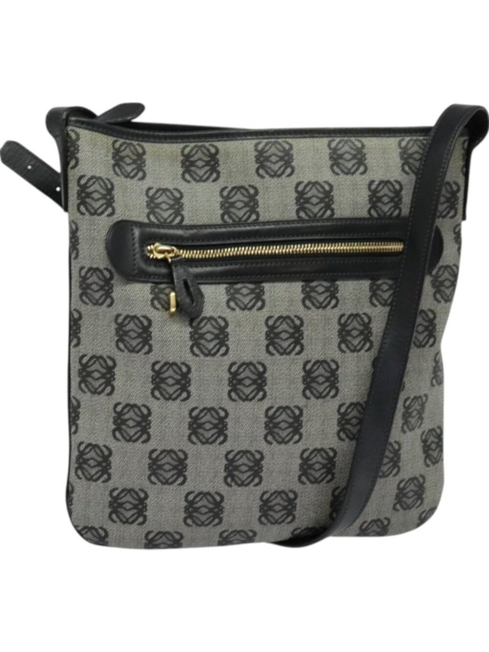LOEWE anagram Shoulder Bag PVC Gray Gold